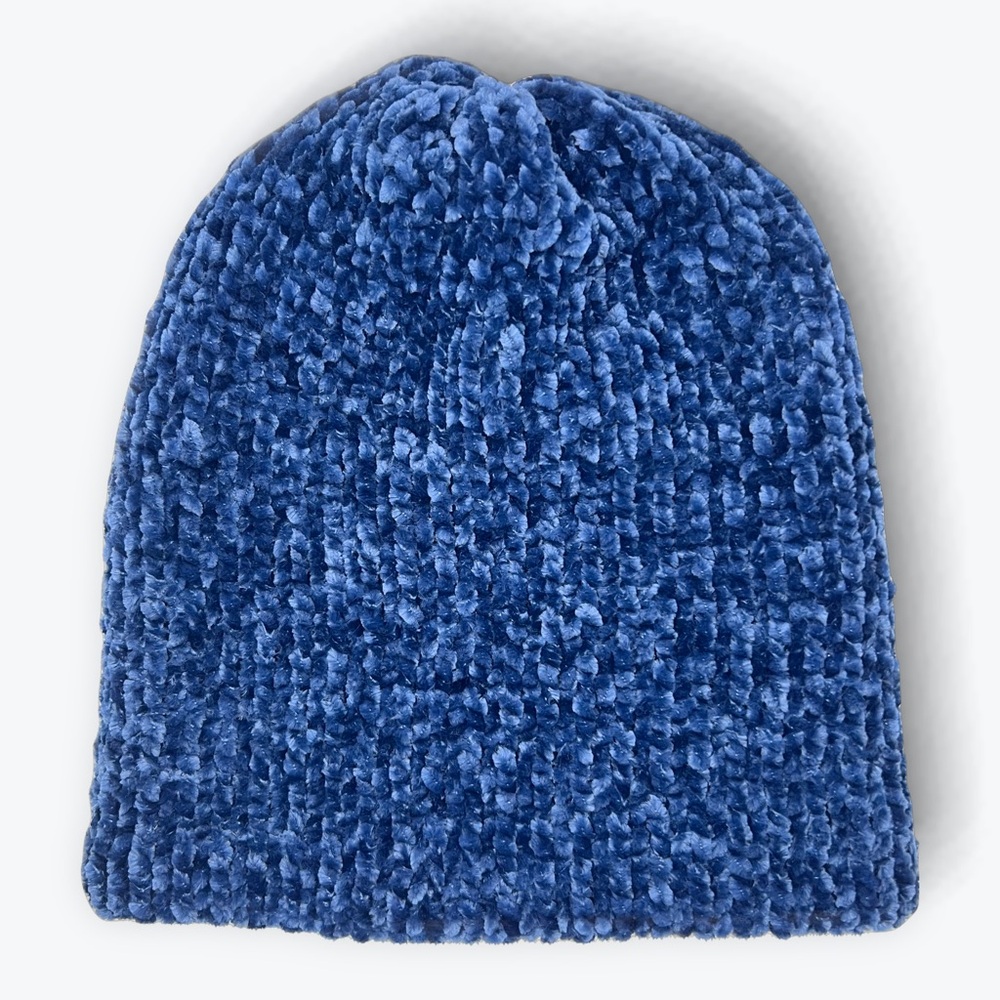 Handmade Super Soft Velvet Knit Beanie Handcrafted Hat Navy - Picture 11 of 11